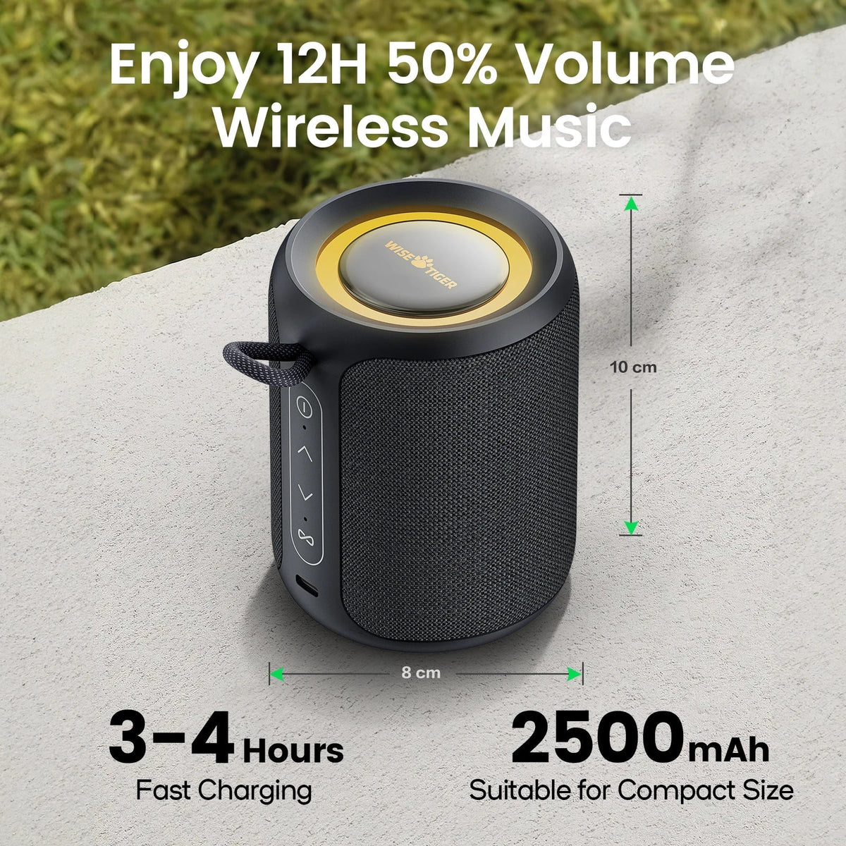 Outdoor Bluetooth Speaker Waterproof with Bass Boost (Black)